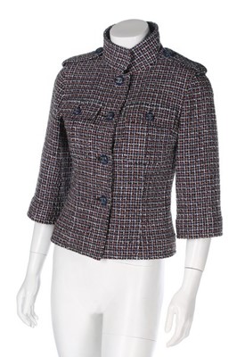 Lot 133 - A Chanel red, white and blue tweed jacket,...