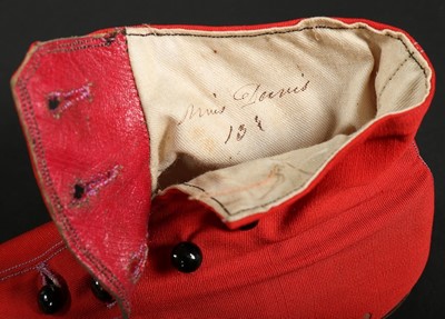 Lot 244 - A pair of chisel-toed scarlet wool ankle boots,...