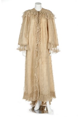 Lot 258 - A needlerun lace peignoir, circa 1900, of...