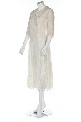 Lot 48 - A whitework muslin dress, early 1920s, with...
