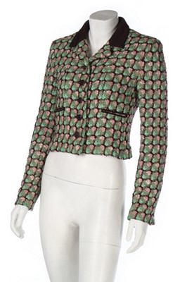 Lot 135 - A Chanel pink, green and brown tweed cropped...