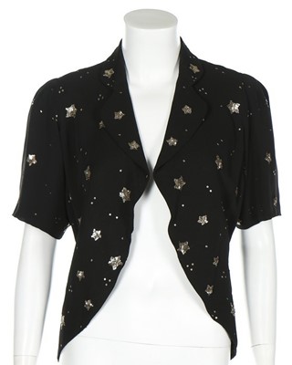 Lot 22 - A Molyneux couture black crepe evening jacket,...