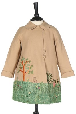 Lot 217 - An embroidered camel wool infant coat, 1930s,...