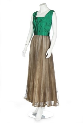 Lot 176 - A Lanvin couture green and gold gazar evening...