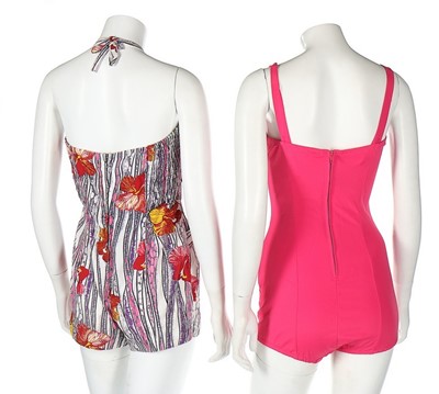 Lot 267 - Five swimsuits, 1950s-60s, including a Cole of...