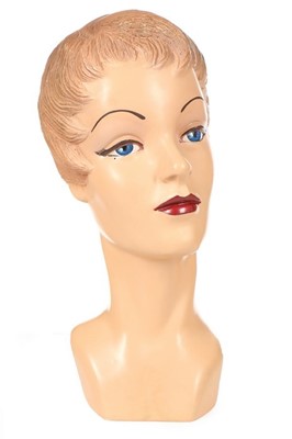 Lot 268 - Four plaster ladies display heads, 1950s, with...