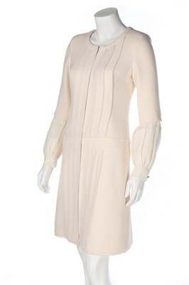 Lot 138 - A Chanel ivory pleated wool crêpe coat, 2000s,...