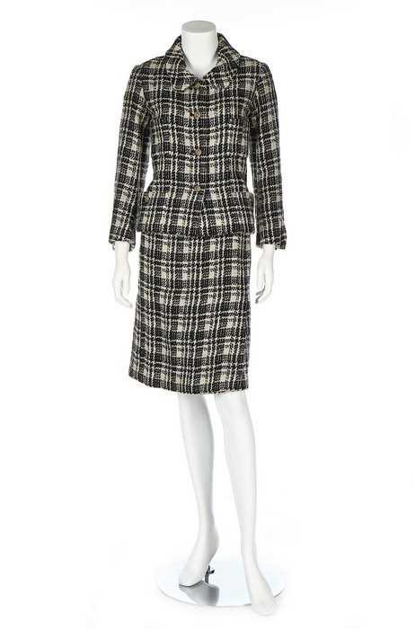 Lot 288 - A Chanel couture black and white tartan wool