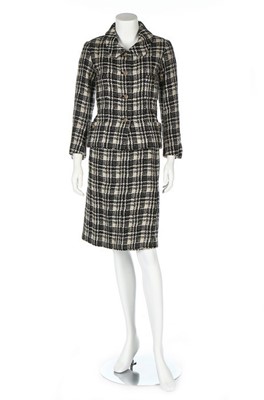 Lot 288 - A Chanel couture black and white tartan wool...