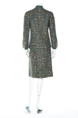 Lot 1 - A Chanel couture peacock blue and brown...
