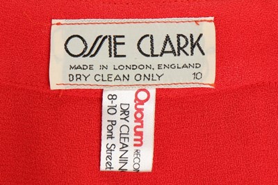 Lot 86 - An Ossie Clark red moss crêpe 'Cuddly'...