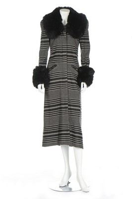 Lot 177 - A Biba striped knitted maxi coat with faux fur...