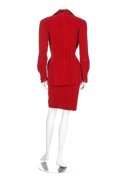 Lot 31 - A Thierry Mugler red velvet suit, early 1990s,