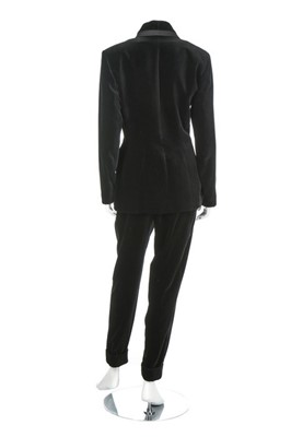Lot 33 - An Azzedine Alaïa black velvet trouser suit,...