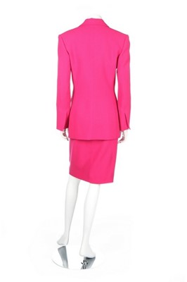 Lot 34 - A Christian Dior Boutique hot-pink wool suit,...
