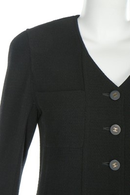 Lot 36 - A Chanel Boutique black wool jersey jacket,...