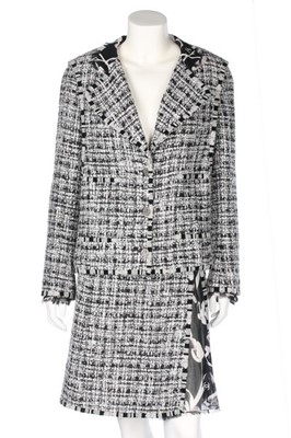 Lot 169 - A Chanel cotton tweed and printed chiffon...