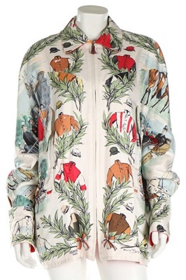 Lot 95 - A reversible Hermès printed silk jacket, 1980s,...