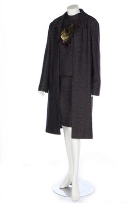 Lot 171 - A Chanel navy wool-blend ensemble, probably...