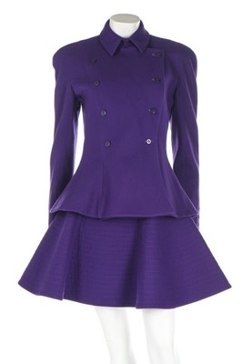 Lot 81 - A Claude Montana purple wool suit, French,...