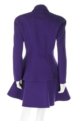 Lot 81 - A Claude Montana purple wool suit, French,...
