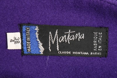 Lot 81 - A Claude Montana purple wool suit, French,...