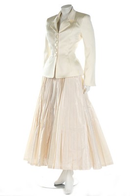 Lot 105 - A Christian Dior ivory silk 'Bar' inspired...