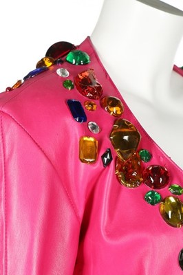 Lot 318 - An Yves Saint Laurent hot-pink 'gem' adorned...