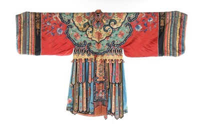 Lot 358 - An elaborate red and blue silk theatrical robe,...