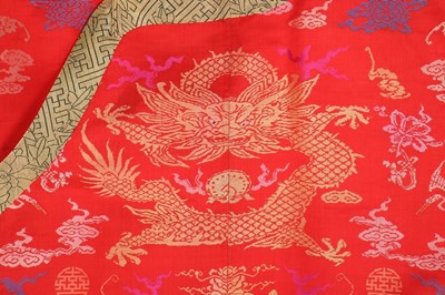 Lot 360 - A red silk dragon robe, Chinese, circa 1900;...