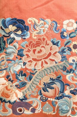 Lot 360 - A red silk dragon robe, Chinese, circa 1900;...