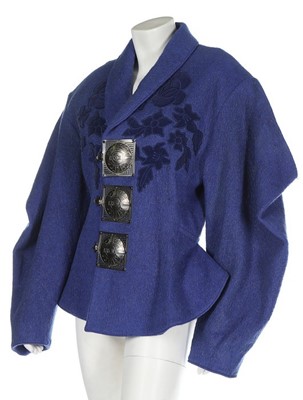 Lot 171 - A Kansai Yamamoto blue wool jacket, 1980s,...