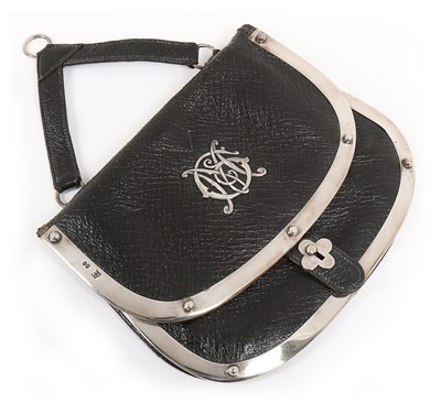 Lot 232 - Five black purses with silver frames...