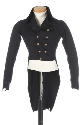 Lot 134 - A young man's navy facecloth tailcoat, early...