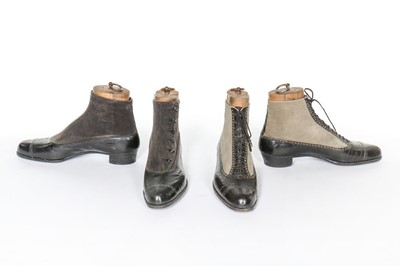 Lot 246 - Two pairs of gentlemen's ankle boots on wooden...