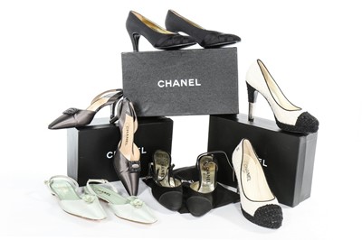 Lot 295 - Five pairs of Chanel shoes, 1990s-modern,...