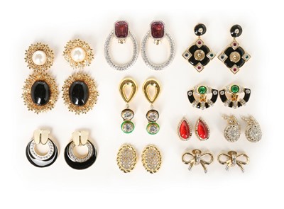 Lot 283 - Ten pairs of Valentino earrings, 1980s, signed,...