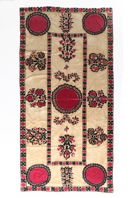 Lot 350 - An embroidered suzani, probably Tashkent,...