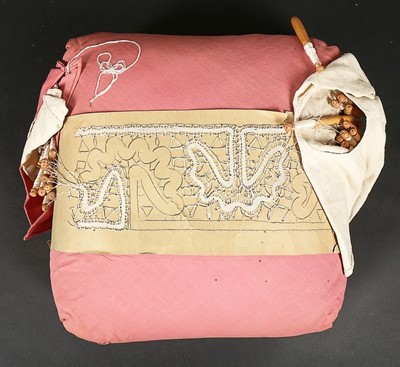 Lot 456 - Three bobbin lace pillows, circa 1900, applied...