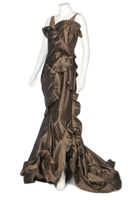 Lot 328 - A John Galliano for Dior couché-brown taffeta...