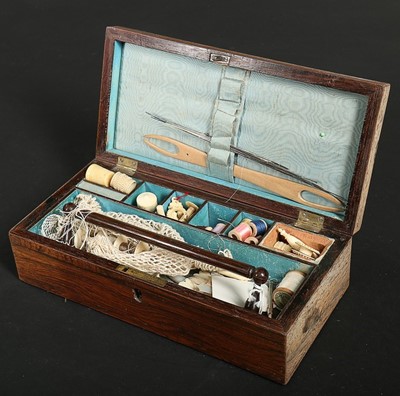 Lot 460 - A rosewood sewing box, 1860s, with integral...