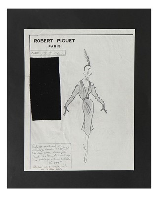 Lot 22 - Four Robert Piguet pencil fashion sketches,...