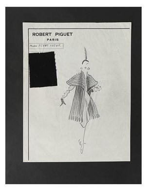 Lot 22 - Four Robert Piguet pencil fashion sketches,...