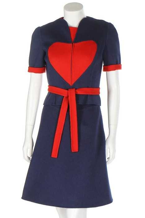 Lot 171 - A Madame Grès couture navy and red pop art...