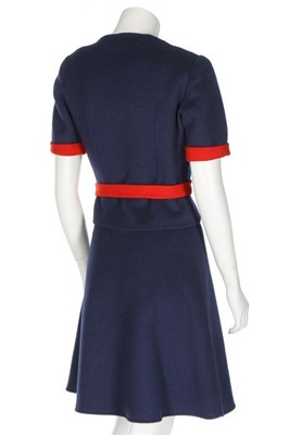 Lot 171 - A Madame Grès couture navy and red pop art...