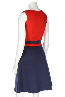 Lot 171 - A Madame Grès couture navy and red pop art...