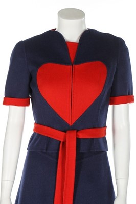 Lot 171 - A Madame Grès couture navy and red pop art...