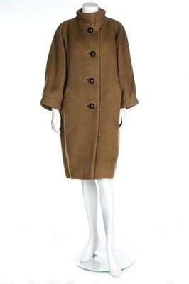 Lot 151 - A Balenciaga couture brown mohair coat, circa...