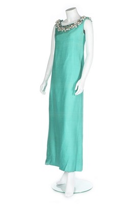 Lot 152 - A Christian Dior turquoise silk evening gown,...