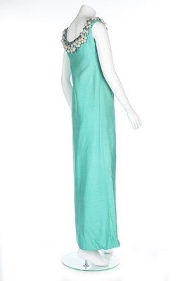 Lot 152 - A Christian Dior turquoise silk evening gown,...